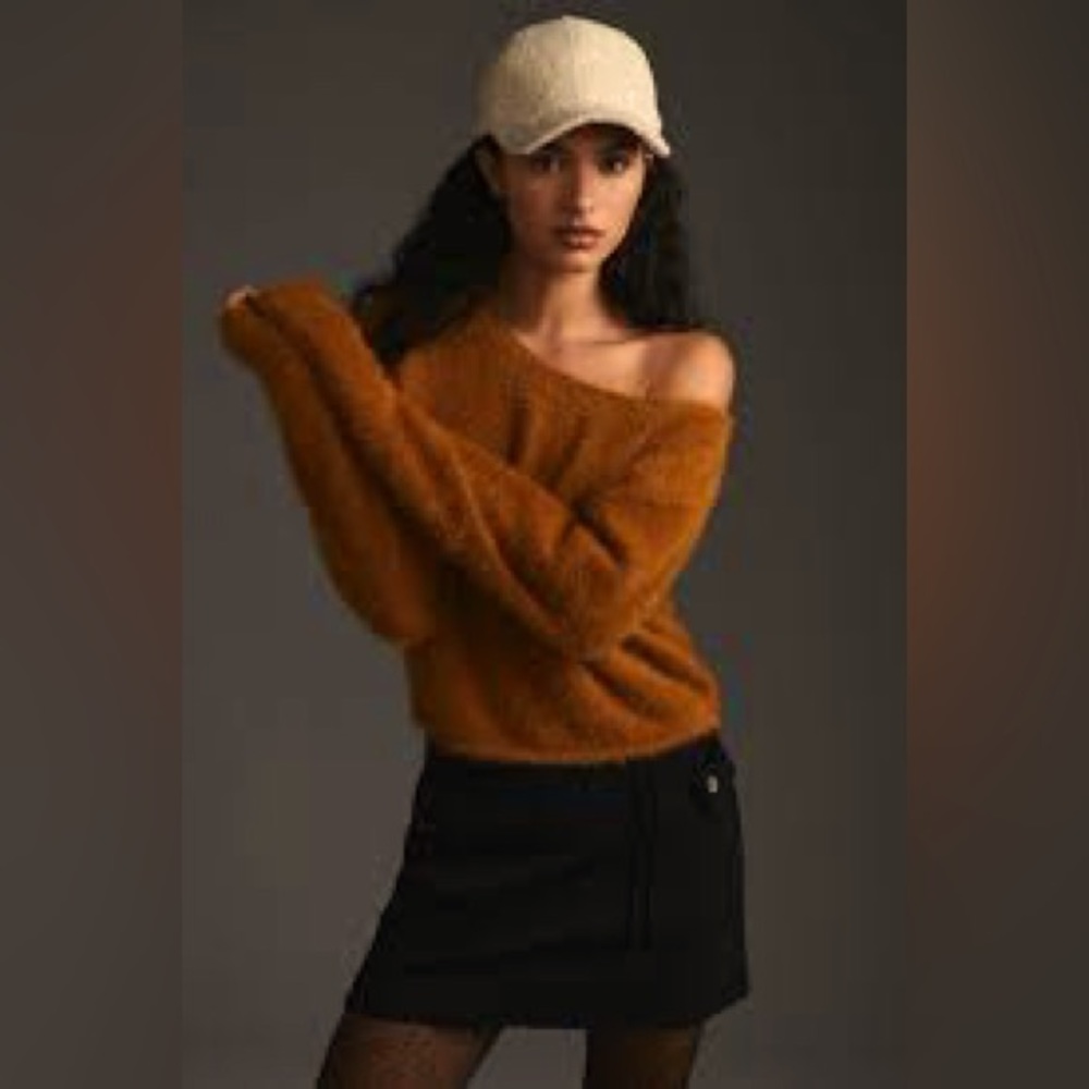 Anthropologie cream Teddy Sherpa baseball hat